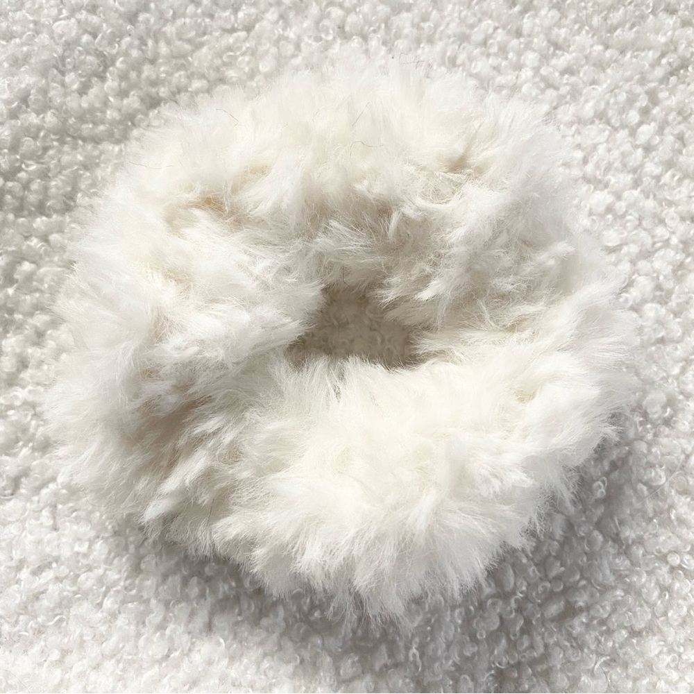 White Faux Fur Handmade Hair Scrunchie